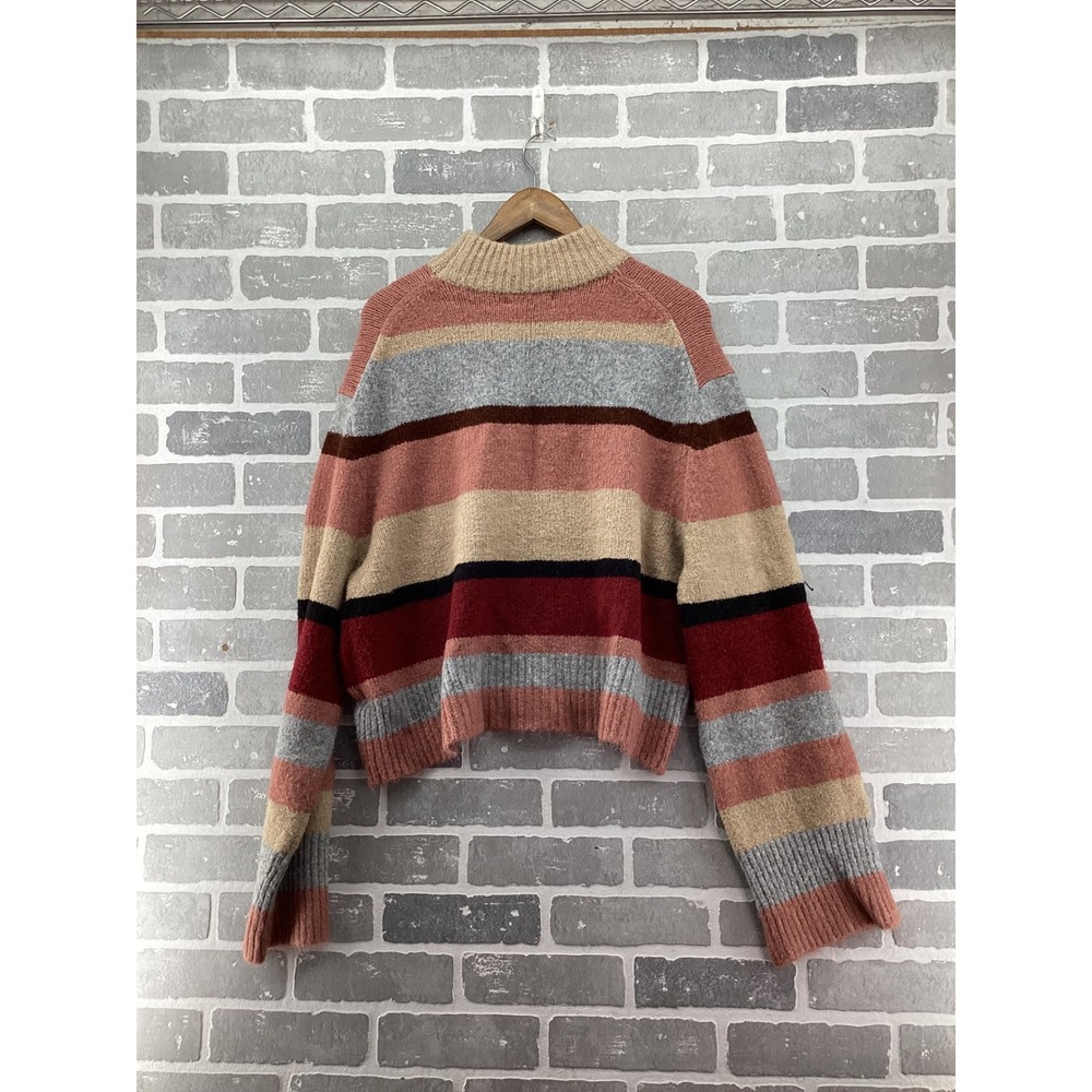 Olivaceous Striped Mock Neck Sweater Womens Large Multi Color Knit JT2023-129 - Picture 4 of 5